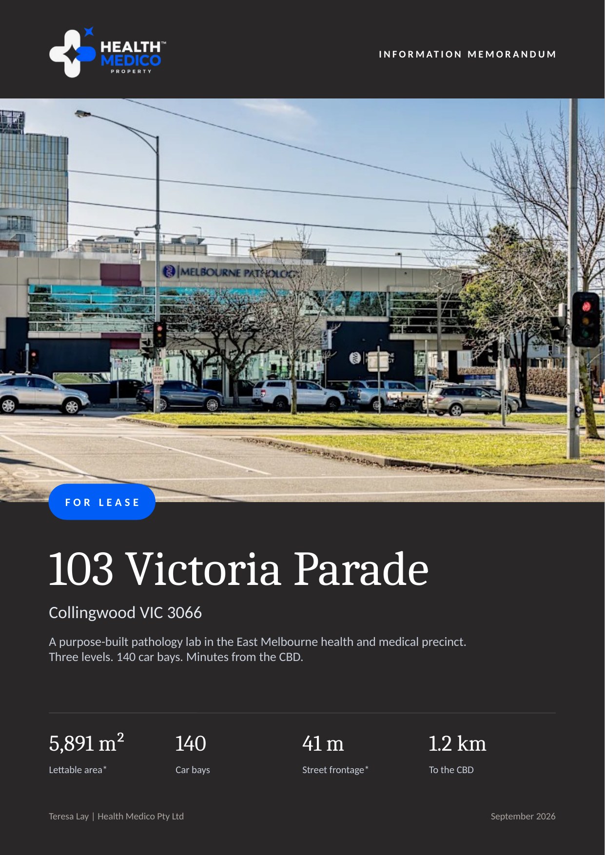 103 Victoria Parade information memorandum cover